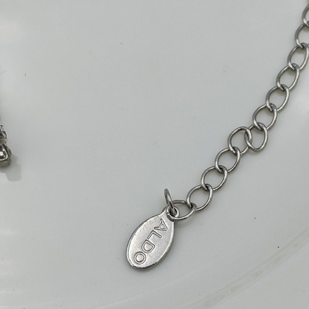 Aldo Paris Script Eifel Tower Silver Tone Necklace - image 4